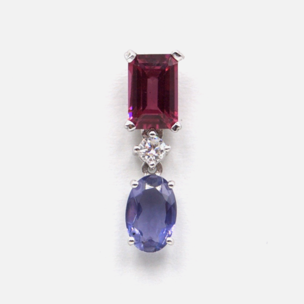 Orecchino oro diamante tormalina iolite Linea Ibis - immagine 2
