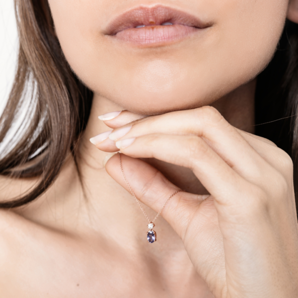 Collana oro diamante e iolite Linea Ibis